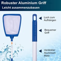 POOLIFE Medence Háló Alumínium Nyéllel - Ultrafinom Szűrőháló Levelek, Rovarok Eltávolításához - Erősített Keret, Tartós Kivitel Minden Mede 4