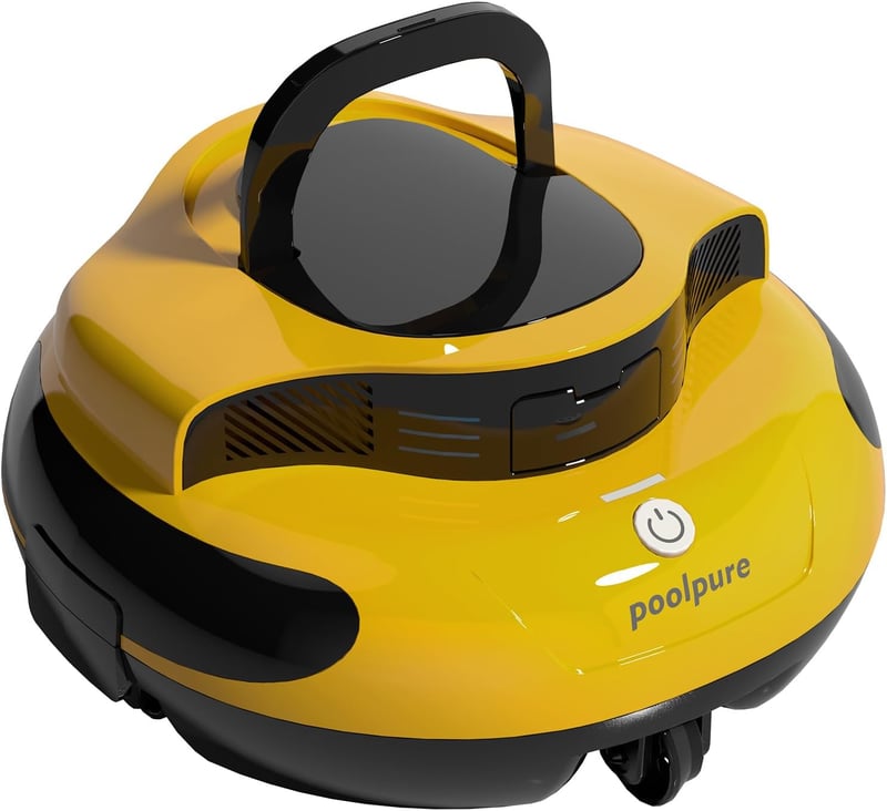 POOLPURE 2025 Medence Takarító Robot, 100 Perc Üzemidő, Kettős Motor, LED Kijelző, Önparkoló Funkció - yellow