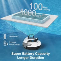 POOLPURE RPC100A vezeték nélküli medence robotporszívó, 5000 mAh, dupla motor, IPX8 - 90 m² 3