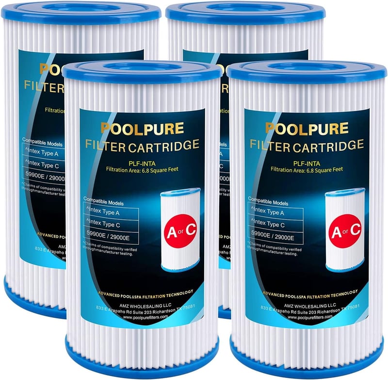 POOLPURE A vagy C típusú medenceszűrő betét Intex szivattyúkhoz, Easy Set és felfújható medencékhez, 4 db-os csomag