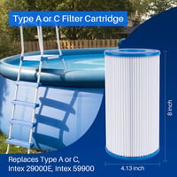 POOLPURE A vagy C típusú medenceszűrő betét Intex szivattyúkhoz, Easy Set és felfújható medencékhez, 4 db-os csomag 2