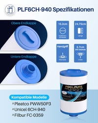 POOLPURE Spa szűrő csomag 2db - Whirlpool medence szűrő csere - 940-2pack 2