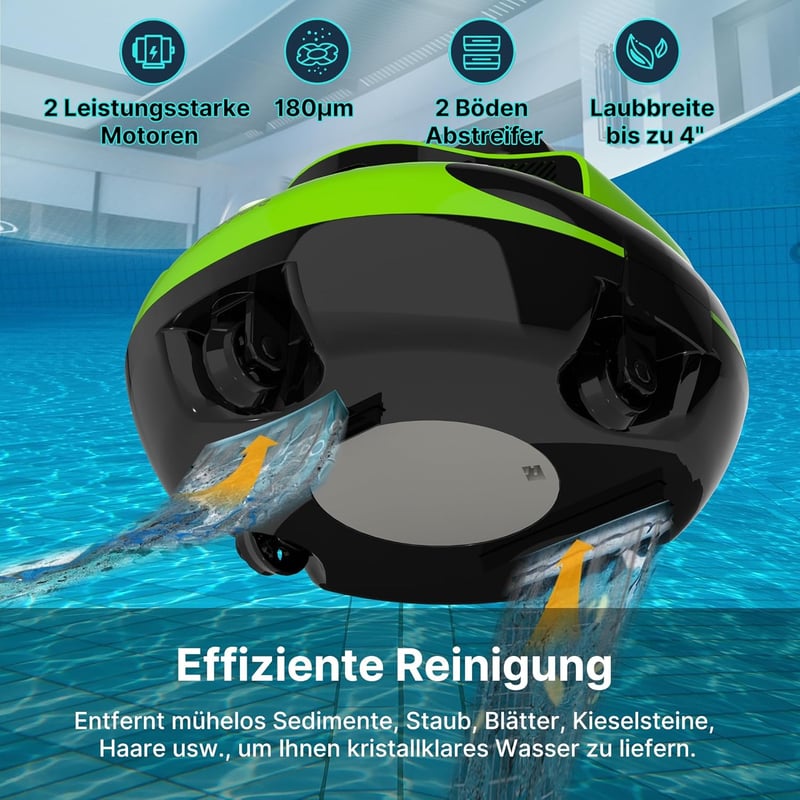 POOLPURE Medence Takarító Robot, 100 Perc Üzemidő, Dupla Motor, IPX8 Vízálló