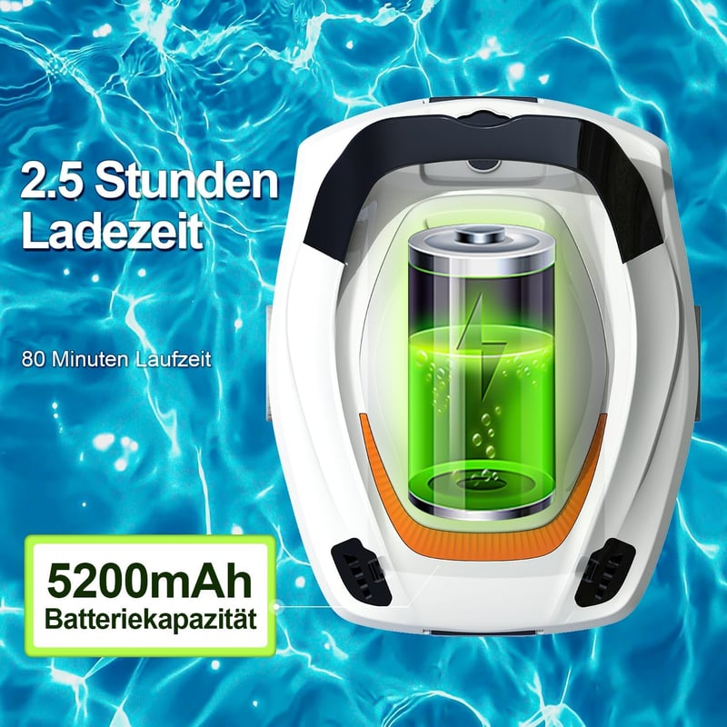 PoolyPoly Akkumulátoros Medence Takarító Robot, Vezeték Nélküli Vákuum, 80 m²-ig