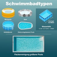 PoolyPoly Vezeték Nélküli Medence Porszívó Akkumulátorral, 3-in-1 Kézi Medencetisztító Teleszkópos Rúddal Kis Medencékhez 5