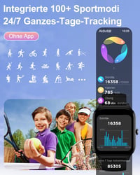 Popglory okosóra gyerek/női/férfi, 100+ sportmód, Bluetooth hívás, vérnyomás- és pulzusmérés 3
