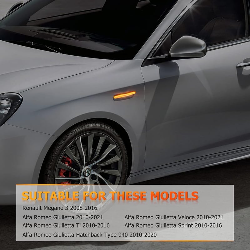POPMOTORZ LED Oldalsó Irányjelző 48 LED Sárga Alfa Romeo Giulietta Renault Megane