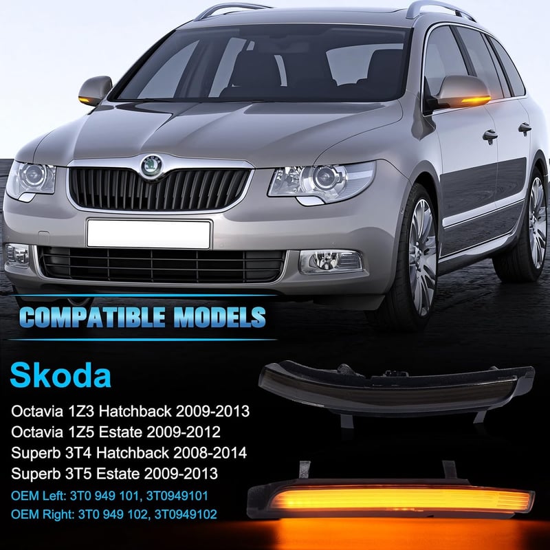 POPMOTORZ LED tükör irányjelzők fekete Canbus Skoda Octavia Superb