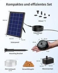 Solárna fontána POPOSOAP 4W s filtrom, čierne solárne jazierkové čerpadlo pre vtáčie kúpele a akváriá, cirkulácia a čistenie vody 6
