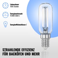 POPPSTAR E14 LED žiarovka do digestora, 4 W, 6000 K studená biela, 440 lm (ekvivalent 40 W), tvar T, 2 ks 3