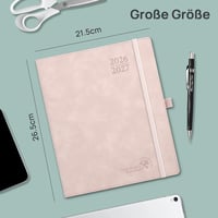 Agendă Săptămânală POPRUN 2026-2027 cu Pagini pentru Notițe, Copertă din Piele PU Moale, Format A4 (21,2 x 25,9 cm), August 2026 - Decembrie 2027 2