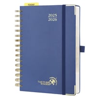 Denný plánovač POPRUN 2025-2026, krúžkový diár, tvrdá väzba, formát A5 (21,5 x 14,5 cm), 1 deň na 1 strane (aug. 2025 – júl. 2026), vrátane plastového pravítka - 1