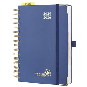 POPRUN Dnevni planer 2025-2026 Uvez na prstene Tvrdi uvez A5 (21,5 x 14,5 cm) 1 dan 1 stranica (kolovoz 2025. - srpanj 2026.) s plastičnim ravnalom -