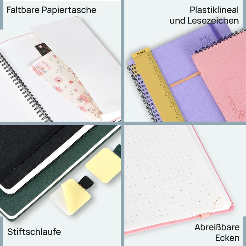 POPRUN Naptár 2025-2026 Heti Tervező Lavender A5 Gyűrűs Füzet 17 Hónapos