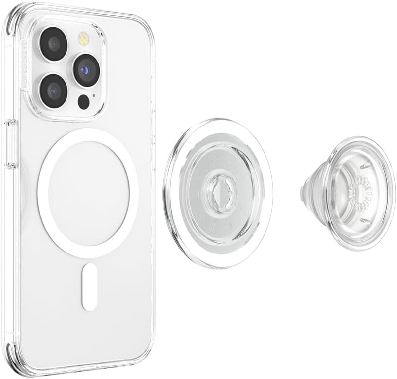 PopSockets MagSafe kompatibilis telefontartó, vezeték nélküli töltéshez, átlátszó - klar