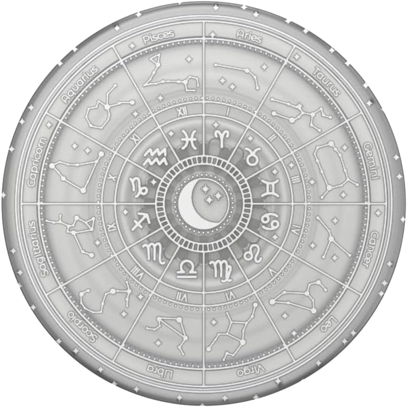 PopSockets Telefontartó Kiterjeszthető Állvánnyal, Átlátszó Zodiákus Dizájn - silver