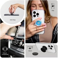 PopSockets Telefontartó Kiterjeszthető Állvánnyal, Átlátszó Zodiákus Dizájn - silver 7