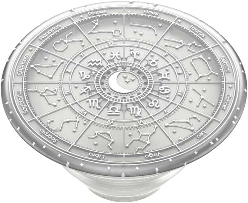 PopSockets Telefontartó Kiterjeszthető Állvánnyal, Átlátszó Zodiákus Dizájn - silver