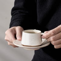 PORCER 6×130ml Kerámia Kávéscsésze Csészealátéttel és Fém Állvánnyal 7