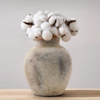 PORCER Vază de flori rustică din ceramică 15,2 cm, stil boem, decorațiune din teracotă pentru living, raft, șemineu, stil farmhouse, gri 3