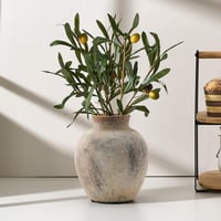 PORCER Vază de flori rustică din ceramică 15,2 cm, stil boem, decorațiune din teracotă pentru living, raft, șemineu, stil farmhouse, gri 2