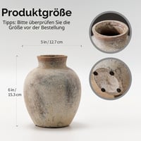 PORCER Vază de flori rustică din ceramică 15,2 cm, stil boem, decorațiune din teracotă pentru living, raft, șemineu, stil farmhouse, gri 6