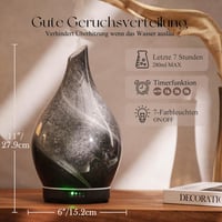 Porseme Aroma Diffúzor 280ml - Kézzel Fújt Üveg Párologtató Illóolajokhoz, Ultrahangos Hideg Párásító, 7 LED Színnel, Automatikus Kikapcsolá 2