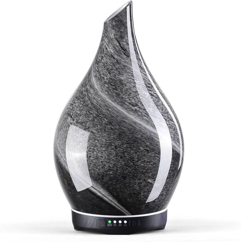 Porseme Aroma Diffúzor 280ml - Kézzel Fújt Üveg Párologtató Illóolajokhoz, Ultrahangos Hideg Párásító, 7 LED Színnel, Automatikus Kikapcsolá