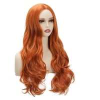 PORSMEER hosszú hullámos narancssárga paróka nőknek cosplay halloween jelmez 2