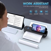 Prijenosni Bluetooth termalni pisač s držačem za telefon, mini pisač bez tinte za papir formata A4, A5, US Letter i Legal, kompatibilan s Android i iOS uređajima 6