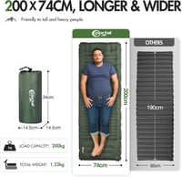 Portal önfelfújó kemping matrac lábpumpával - 200x74x10 cm - army green 2