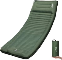 Portal önfelfújó kemping matrac lábpumpával - 200x74x10 cm - army green 1
