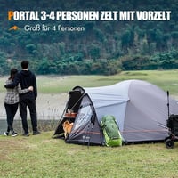 PORTAL Blackout Sátor 3-4 Személyes Előtérrel - Vízálló Kupolasátor 4 Évszakos Kempingezéshez, UV Védelemmel, Szélálló 8