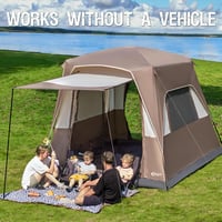 PORTAL Hátsó Autósátor 4-5 Személyes Napvitorlával - 305x245x220cm Vízálló Családi Sátor Kempingezéshez, Fesztiválokhoz, Utazáshoz 8