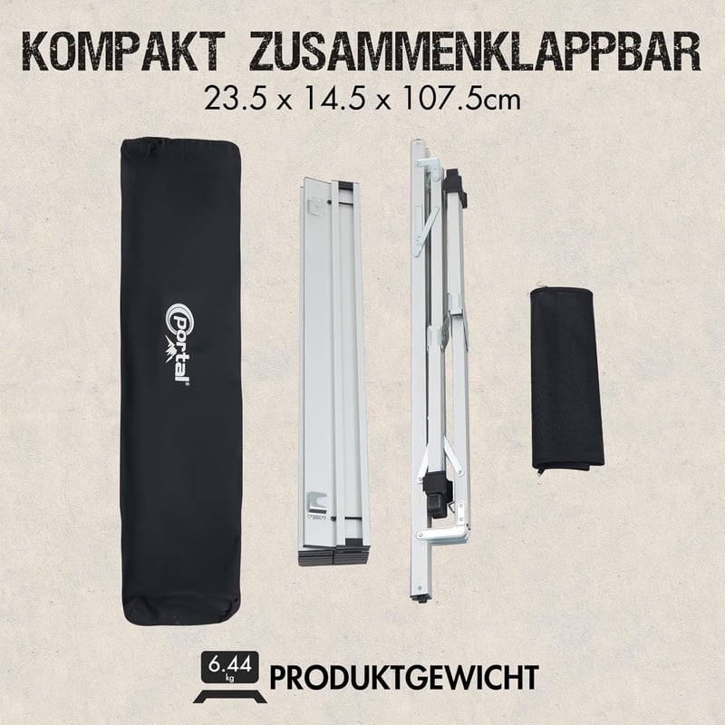 Portal Összecsukható Camping Asztal 108x71cm Alumínium Magasságállítható Hordozható
