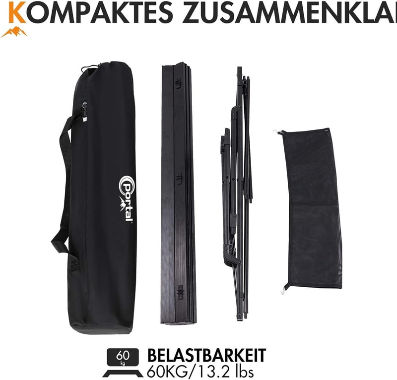 Portal Összecsukható Camping Asztal 120x70cm, Magasságállítható Alumínium