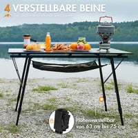 Portal Összecsukható Camping Asztal 120x70cm, Magasságállítható Alumínium 4