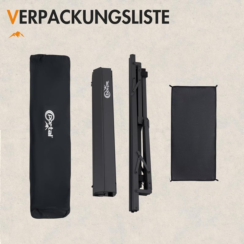 PORTAL Összecsukható Kemping Asztal - Állítható Magasságú Alumínium Kempingasztal 108x71 cm, Könnyű Hordozható Piknik Asztal Kiránduláshoz - Black