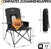 Portal összecsukható kempingszék - Black 3