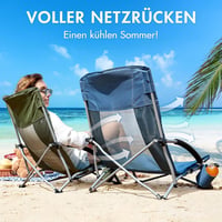 Portal Összecsukható Kempingszék Szett - 2 db Magas Háttámlás Strandszék Pohártartóval, Könnyű Hordozható, 180kg Teherbírású, Sötétkék 4