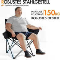 Portal XXL összecsukható kemping szék karfával, 150 kg - fekete 6