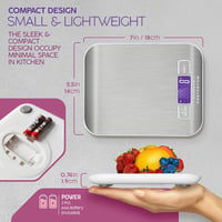 PORTENTUM digitális konyhai mérleg 5kg, nagy LCD kijelző, rozsdamentes acél, 1g pontosság 6
