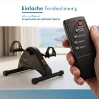 Aparat de Pedalat Electric PORTENTUM pentru Vârstnici – 12 Viteze, Telecomandă, Ecran LCD – Mini Bicicletă Compactă pentru Picioare și Mâini, cu Covoraș Antiderapant 7