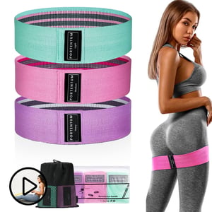 PORTENTUM Fitness set traka za vježbanje 3 kom - Gumene trake za jogu i trening nogu - ružičasta, zelena, ljubičasta