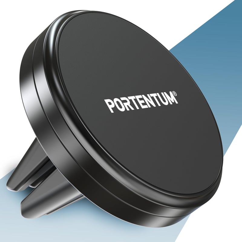 PORTENTUM Magnetický držiak na mobil do auta do vetracej mriežky – so 6 magnetmi, otočný o 360°, silné uchytenie – Samsung, Android, iPhone