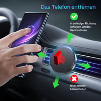 PORTENTUM Magnetický držiak na mobil do auta do vetracej mriežky – so 6 magnetmi, otočný o 360°, silné uchytenie – Samsung, Android, iPhone 10