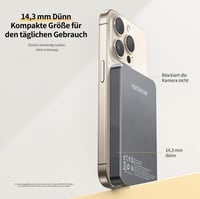 PORTENTUM MagSafe Powerbank 10000mAh Ultra-tenký 14mm – Magnetická powerbanka 22,5W PD QC rýchlonabíjanie, Qi 15W bezdrôtové nabíjanie, USB-C USB-A – kompatibilná s iPhone a Samsung 2