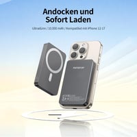 PORTENTUM MagSafe Powerbank 10000mAh Ultra-tenký 14mm – Magnetická powerbanka 22,5W PD QC rýchlonabíjanie, Qi 15W bezdrôtové nabíjanie, USB-C USB-A – kompatibilná s iPhone a Samsung 4