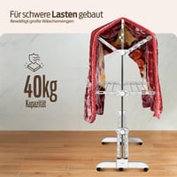 Skladací sušiak na bielizeň PORTENTUM, 5-poschodový, s 24 nerezovými tyčami, 58 vešiakmi, nosnosťou 40 kg a kolieskami 6