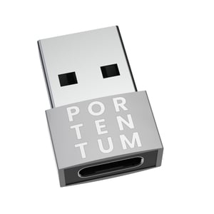 PORTENTUM USB-C ženski - USB-A muški 2.0 adapter, 480 MB/s, vrhunsko kućište od cinka, otporan na toplinu, 4 g